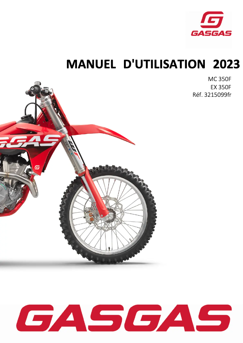 Page 1 de la notice Manuel utilisateur GasGas MC 350F (2023)