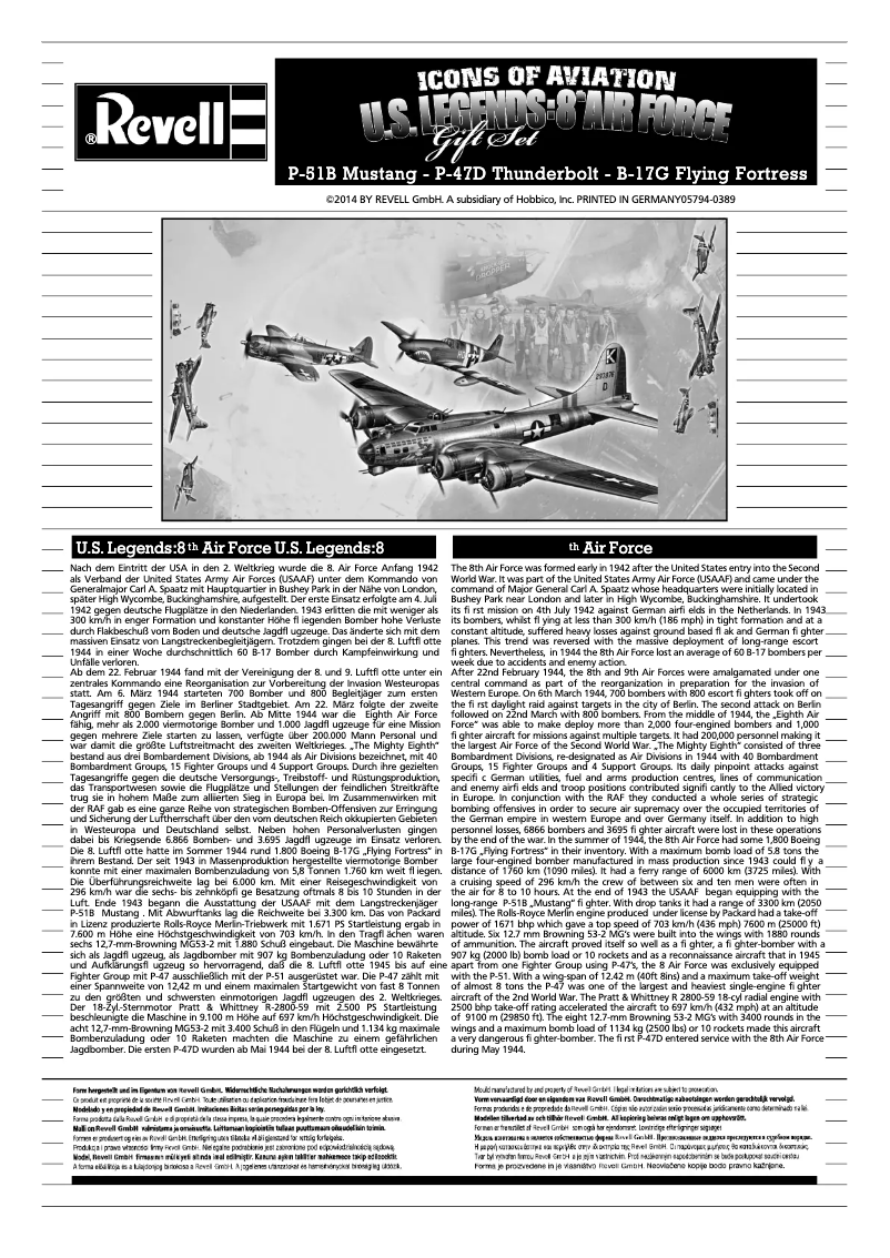 Page 1 de la notice Manuel utilisateur Revell 8th Air Force