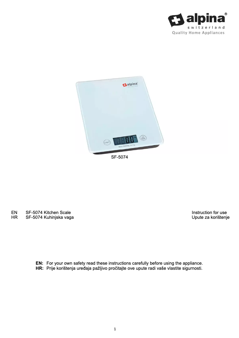 Page n°1 - Manuel utilisateur Alpina SF-5074