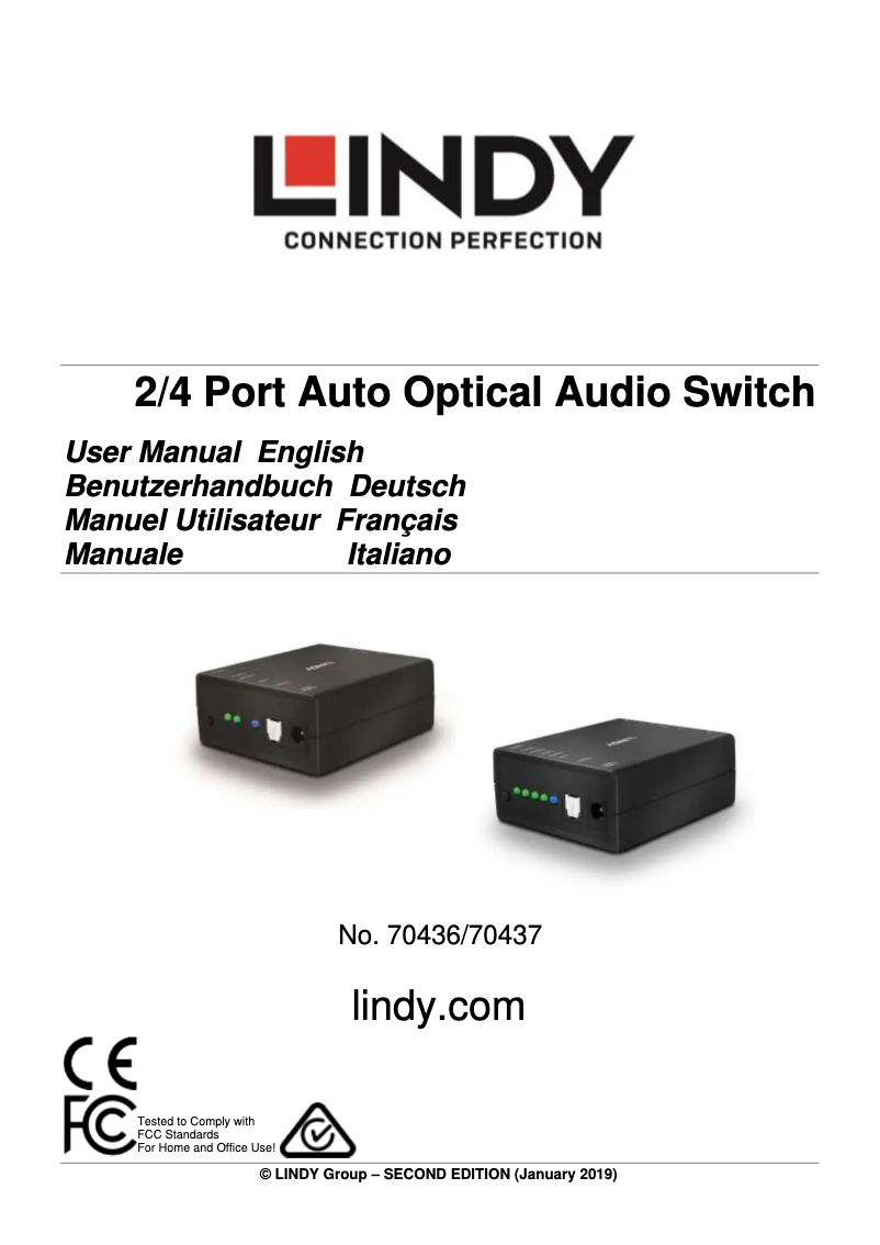 Page n°1 - Manuel utilisateur Lindy 70437