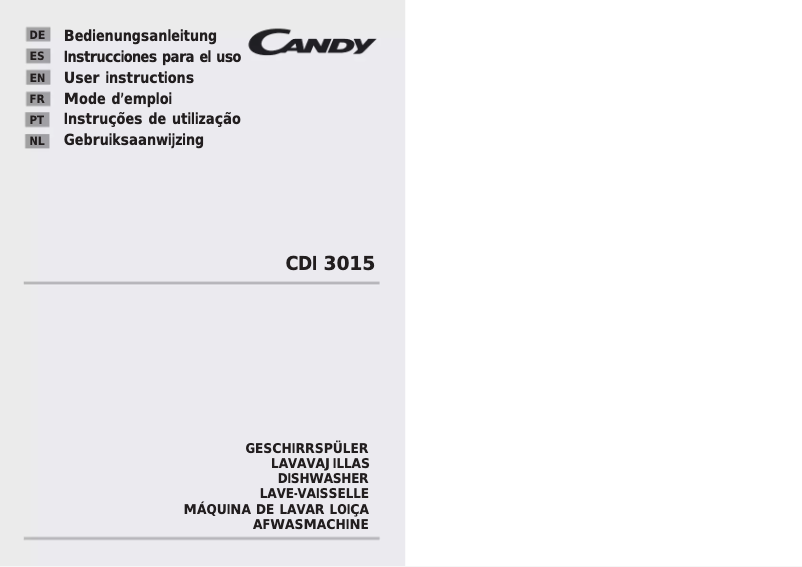 Page n°1 - Manuel utilisateur Candy CDI 3015-S