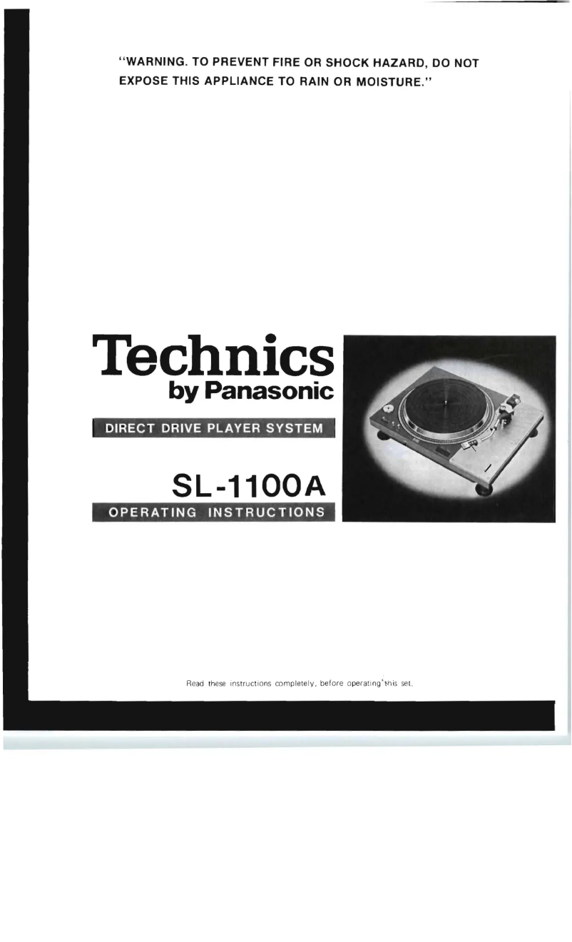 Image de la première page du manuel de l'appareil SL-1100A