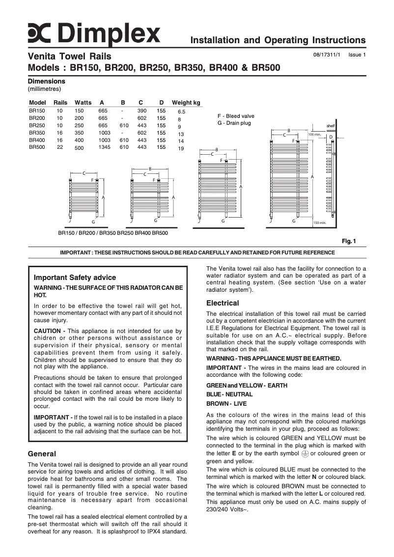 Image de la première page du manuel de l'appareil BR150W