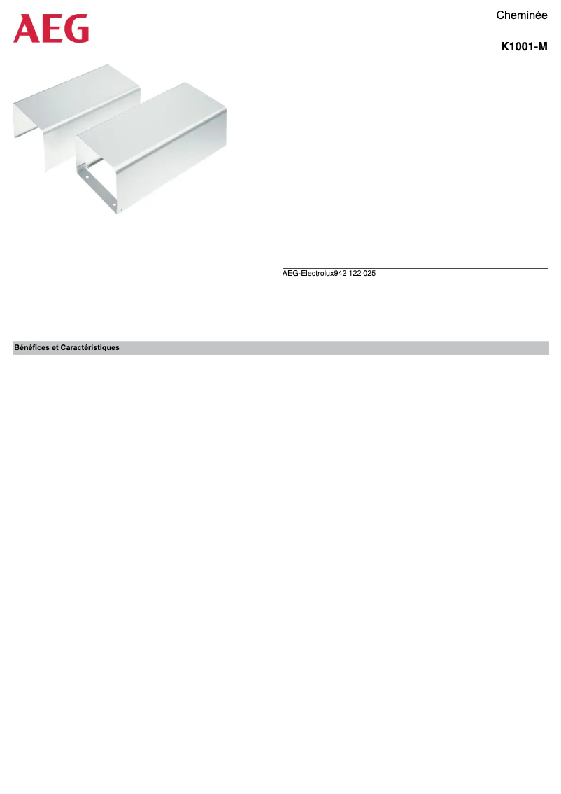 Page n°1 - Manuel utilisateur AEG K1001-M