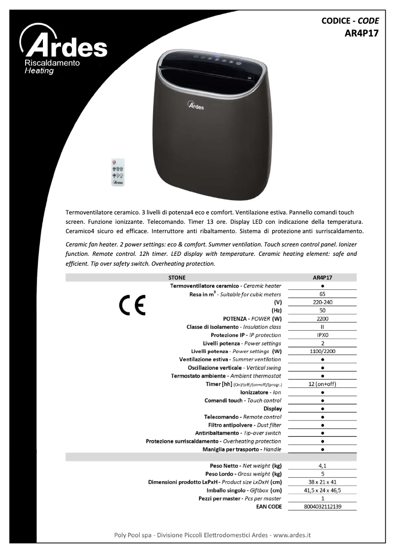 Image de la première page du manuel de l'appareil AR4P17