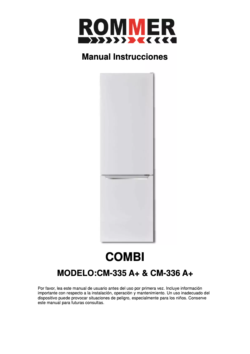 Page n°1 - Manuel utilisateur Rommer CM 335 A+