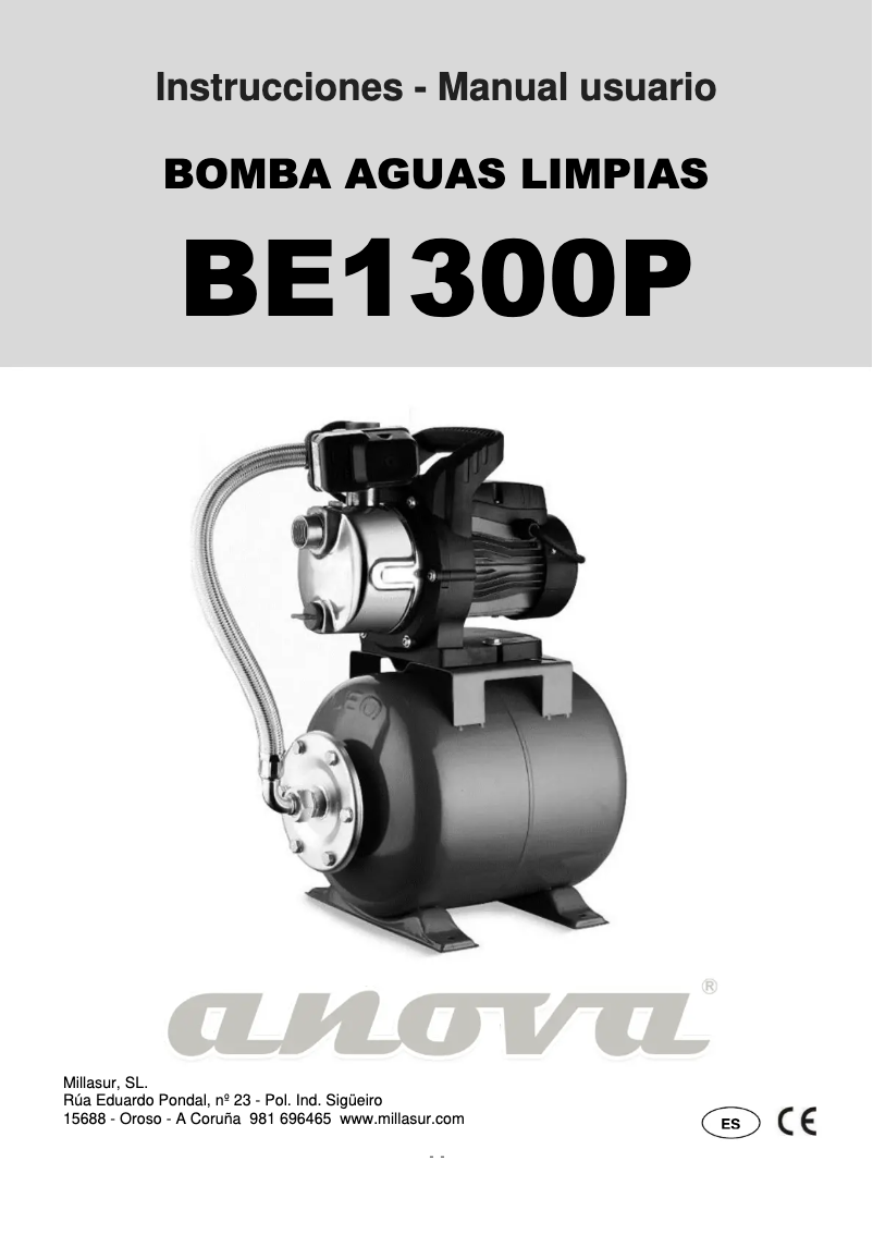 Page n°1 - Manuel utilisateur Anova BE1300P