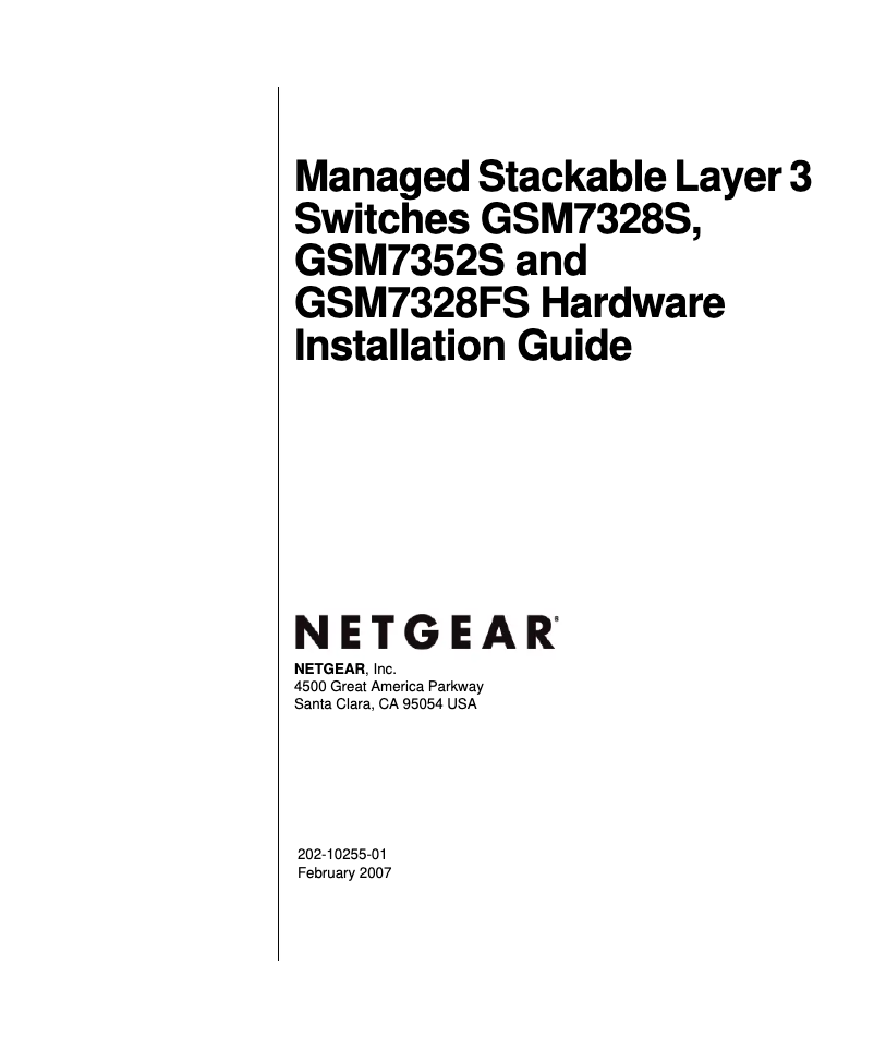 Page 1 de la notice Guide d'installation Netgear GSM7352S