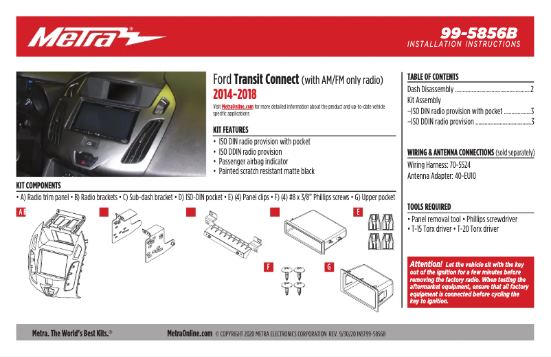 Page n°1 - Guide d'installation Metra 99-5856B