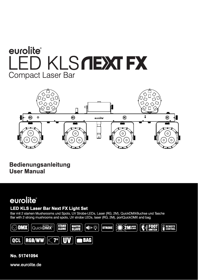 Page 1 de la notice Manuel utilisateur Eurolite LED KLS Laser Bar Next FX