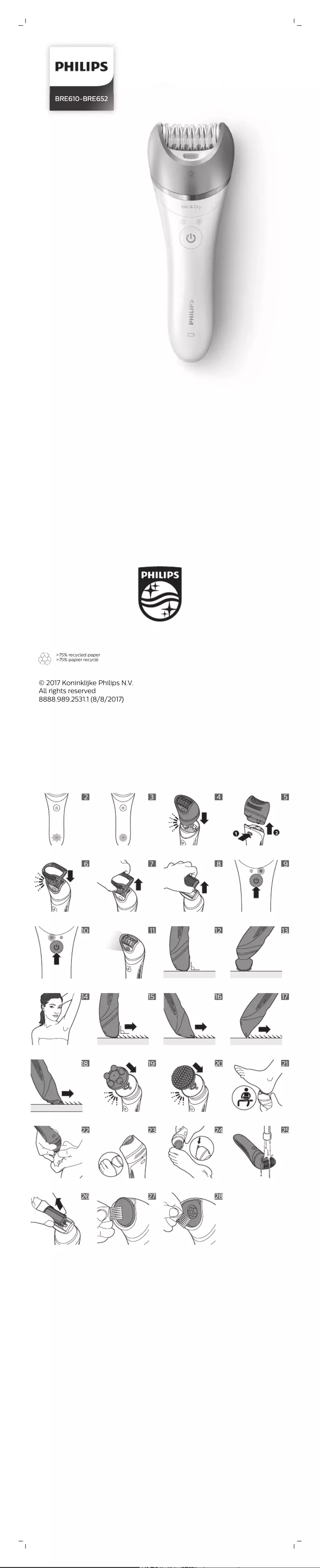 Page 1 de la notice Manuel utilisateur Philips Satinelle Advanced BRE640