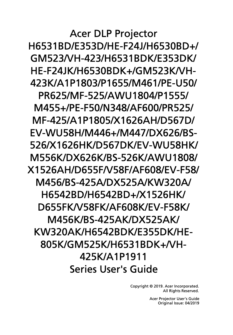 Image de la première page du manuel de l'appareil GM525K