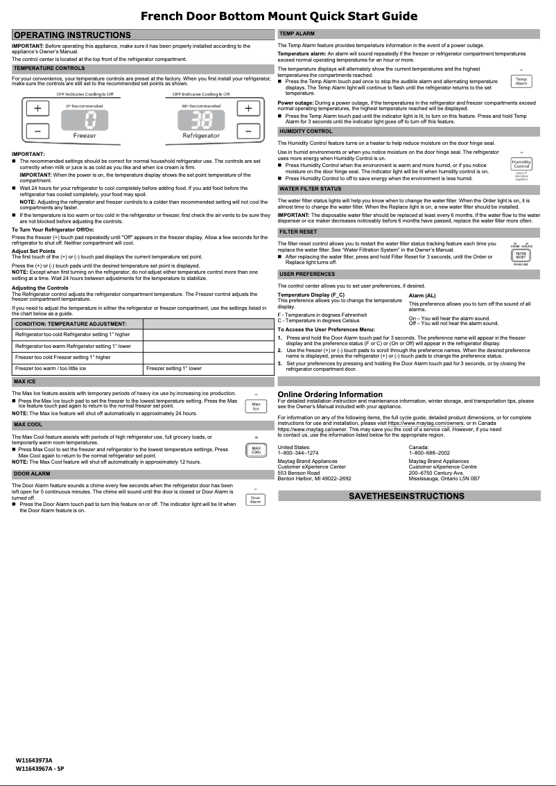 Page n°1 - Guide de démarrage rapide Maytag MRFF5036PZ