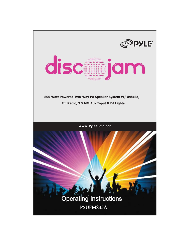 Page 1 de la notice Manuel utilisateur Pyle PSUFM835A