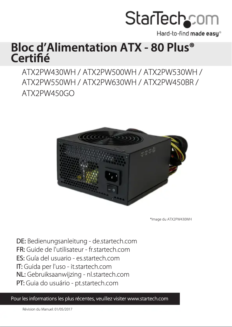 Página 1 del manual Manual de usuario StarTech.com ATX2PW550WH