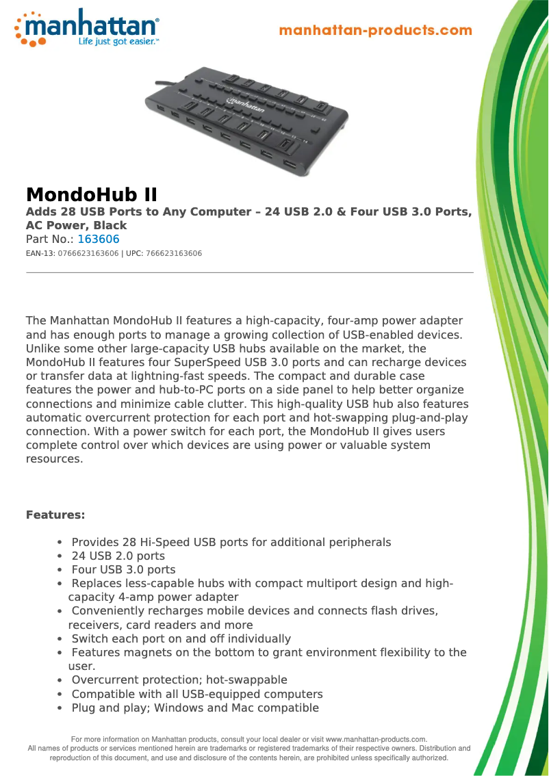 Page n°1 - Fiche technique Manhattan MondoHub II 163606