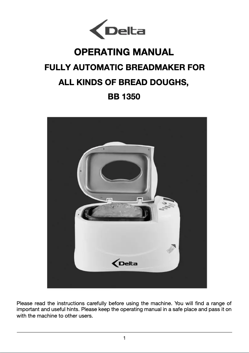 Page 1 de la notice Manuel utilisateur Delta BB 1350