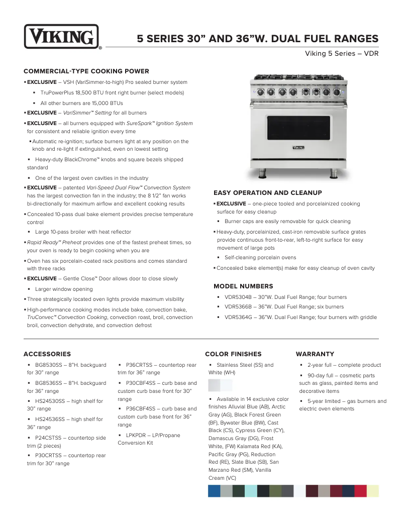 Page 1 de la notice Fiche technique Viking VDR5304BSB