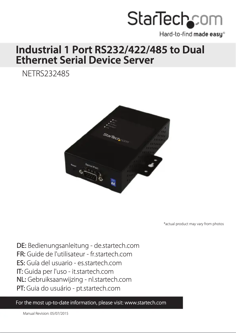 Page n°1 - Manuel utilisateur StarTech.com NETRS232485