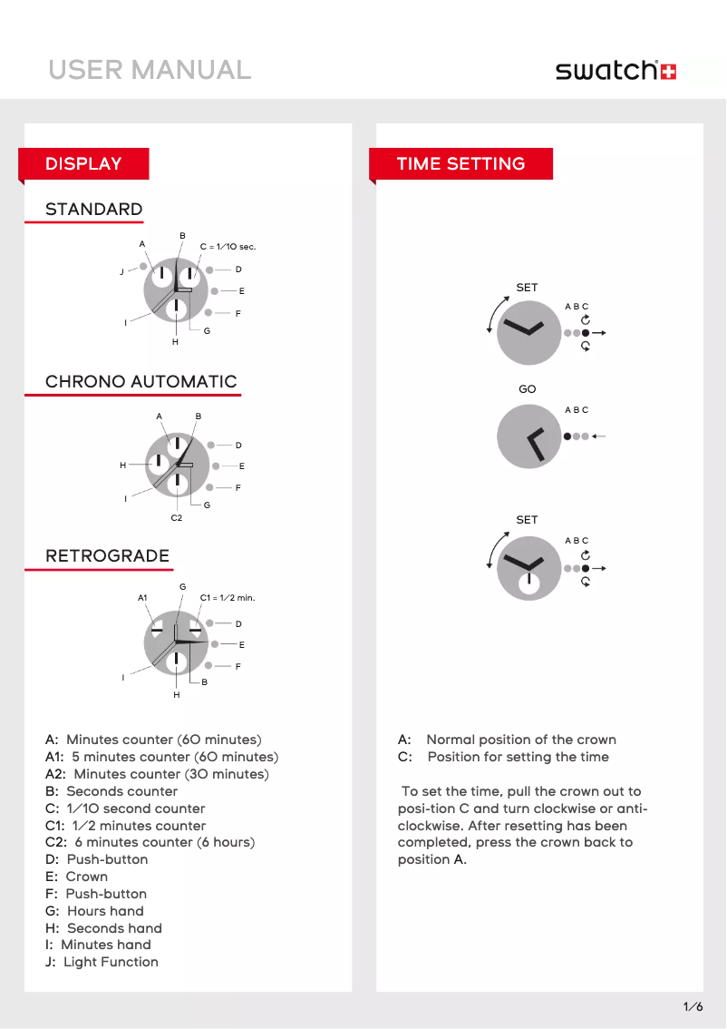 Page n°1 - Manuel utilisateur Swatch Chrono