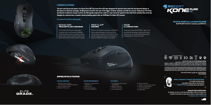Page 1 de la notice Manuel utilisateur Roccat Kone Pure SEL