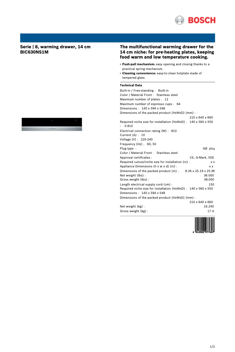 Image de la première page du manuel de l'appareil BIC630NS1M