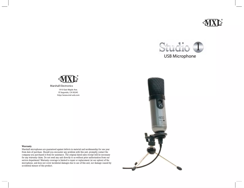 Image de la première page du manuel de l'appareil Studio 1