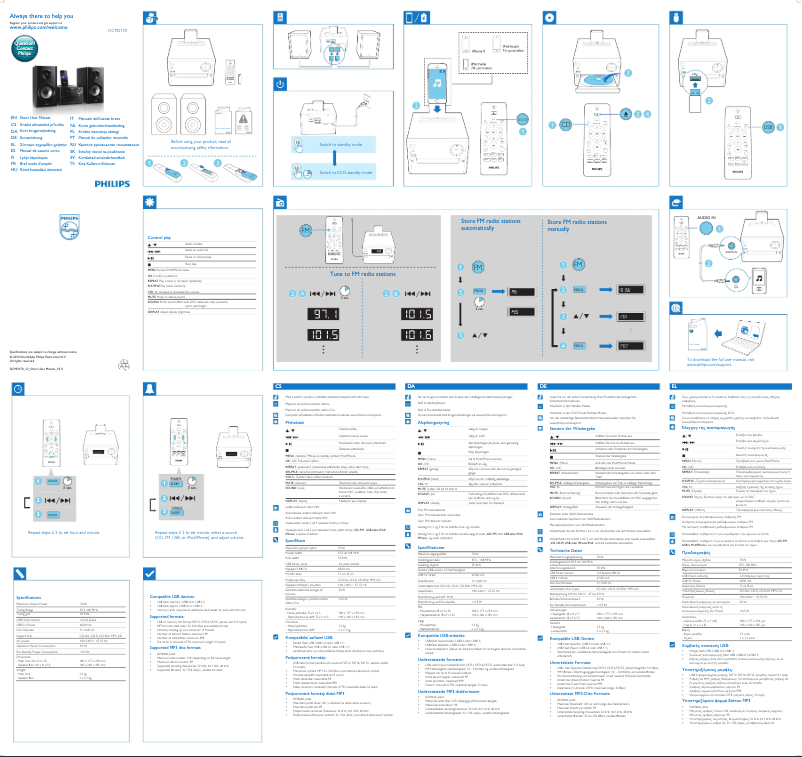 Page n°1 - Guide de démarrage rapide Philips DCM2170