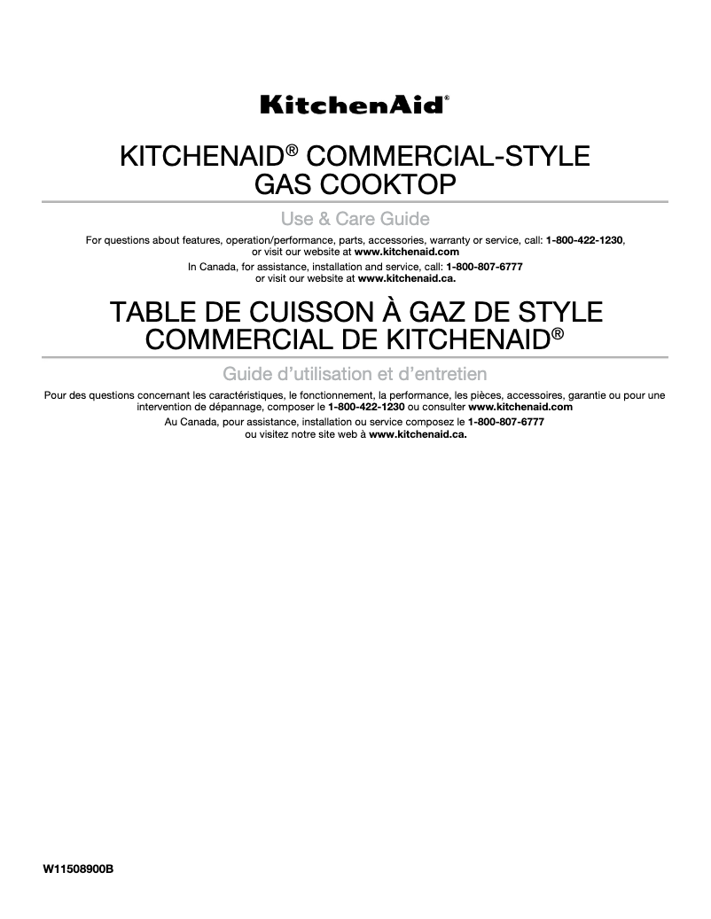 Page n°1 - Manuel utilisateur KitchenAid KCGC500JSS