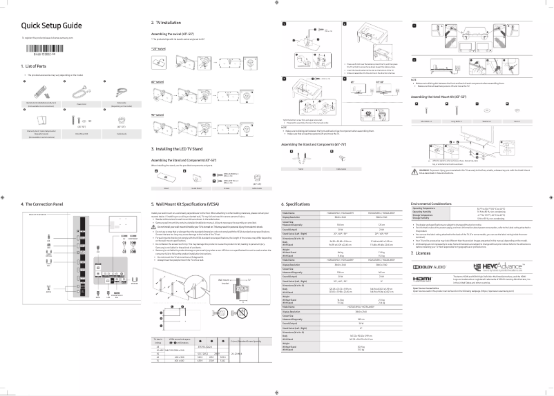 Page 1 de la notice Manuel utilisateur Samsung HG65AT690UK