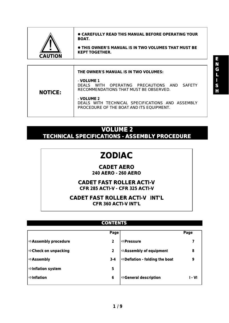 Page n°1 - Manuel utilisateur Zodiac Cadet 360 Fast Roller Acti-V INT'L