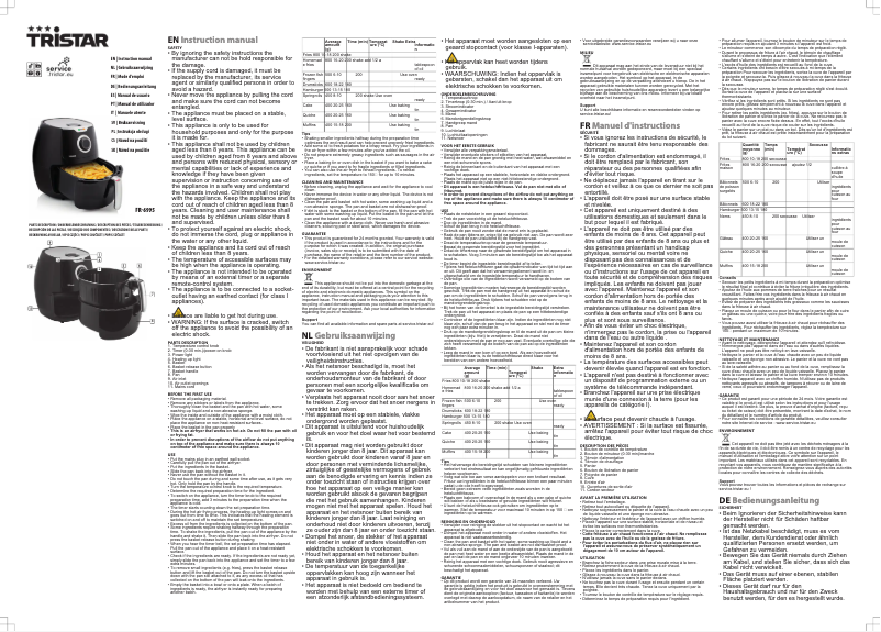 Page 1 of the manual User Manual TriStar FR-6995