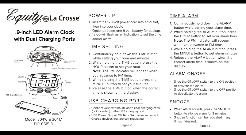 Page 1 de la notice Manuel utilisateur La Crosse Technology 30417