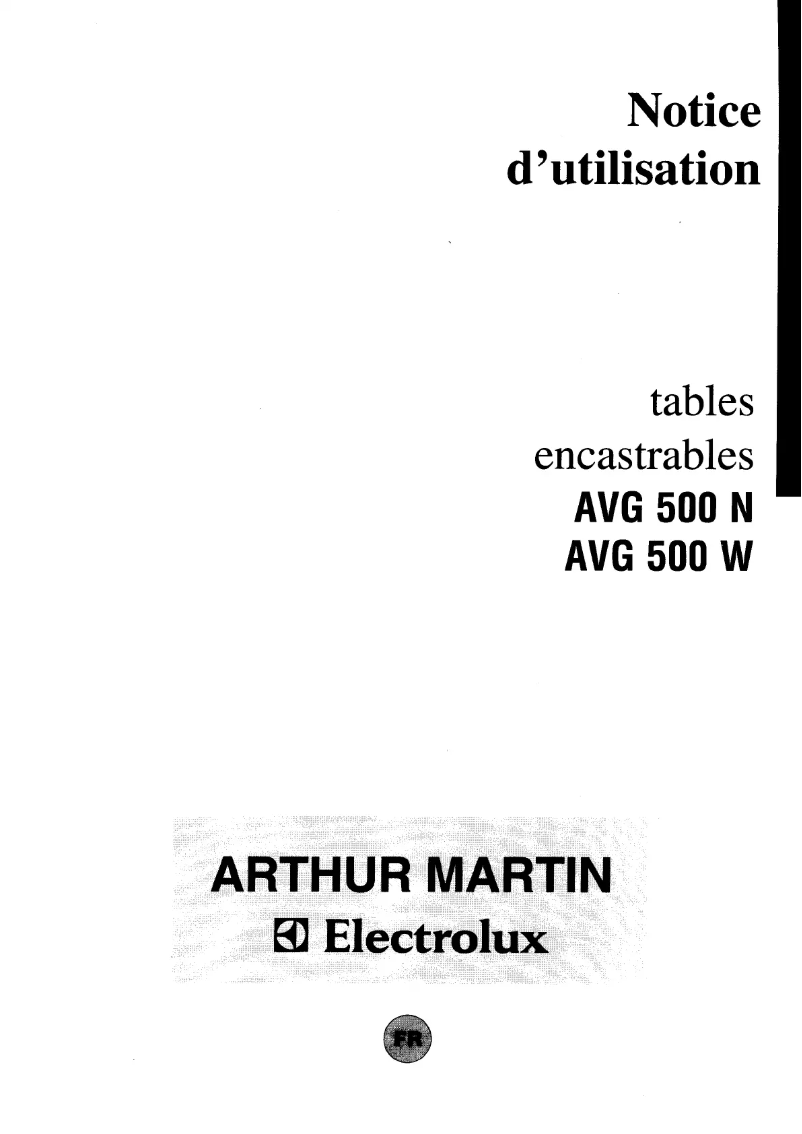 Page n°1 - Manuel utilisateur Arthur Martin-Electrolux AVG500W2