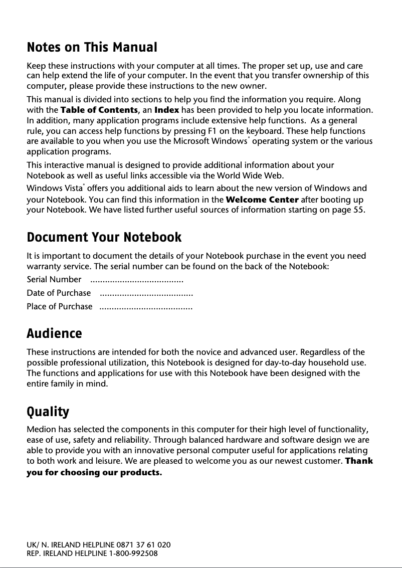 Page n°1 - Manuel utilisateur Medion Akoya S2210