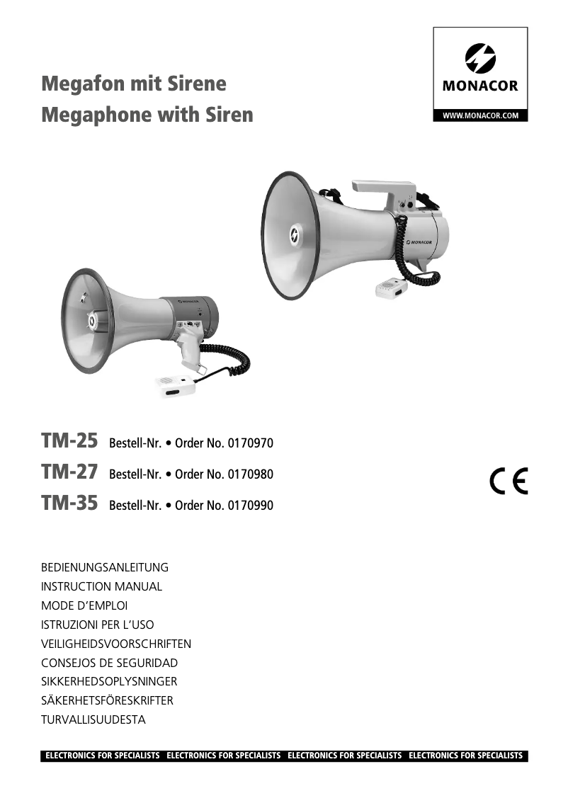 Page n°1 - Manuel utilisateur Monacor TM-35