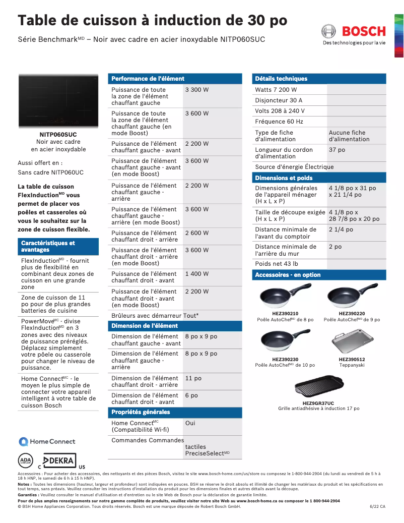Página 1 del manual Ficha técnica Bosch NITP060SUC