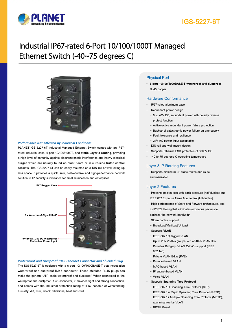 Image de la première page du manuel de l'appareil IGS-5227-6T