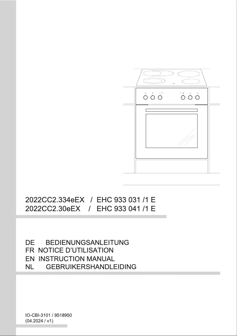 Page n°1 - Manuel utilisateur Amica EHC 933 041 E
