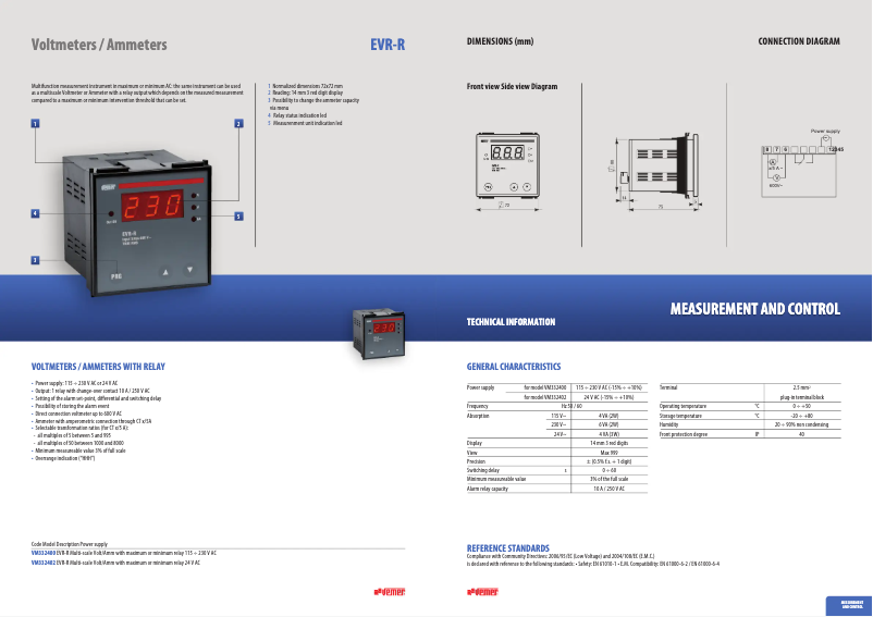 Page n°1 - Fiche technique Vemer EVR-R