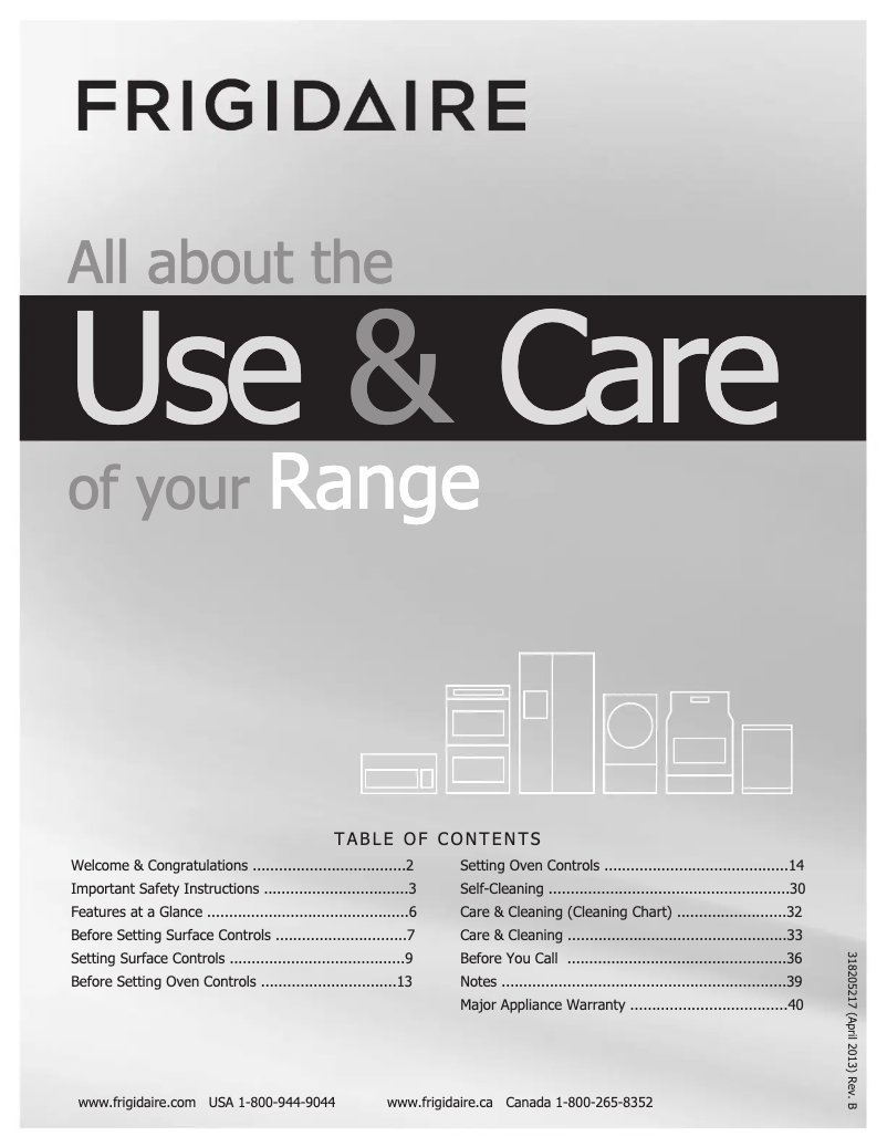 Page n°1 - Manuel utilisateur Frigidaire FGEF308TNF