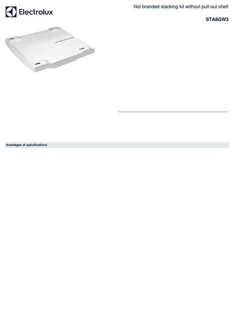 Image de la première page du manuel de l'appareil STA8GW3