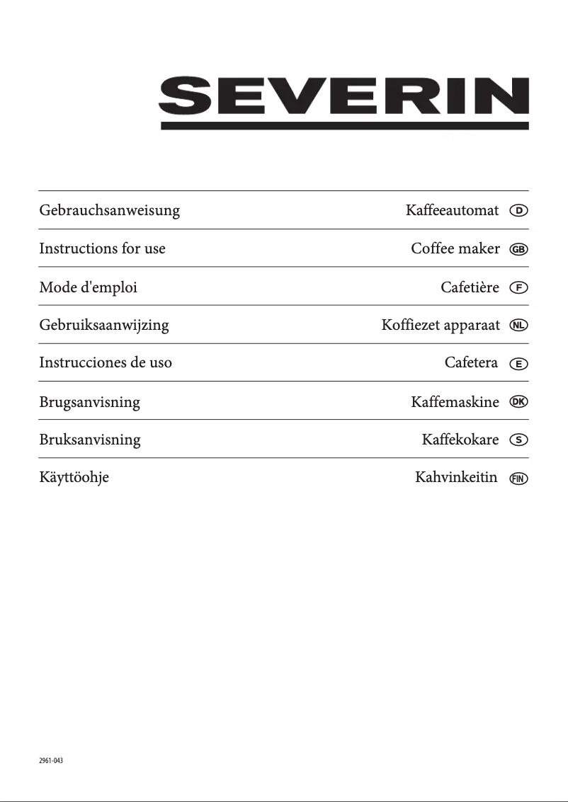 Page n°1 - Manuel utilisateur Severin KA 5740 Cafe Caprice