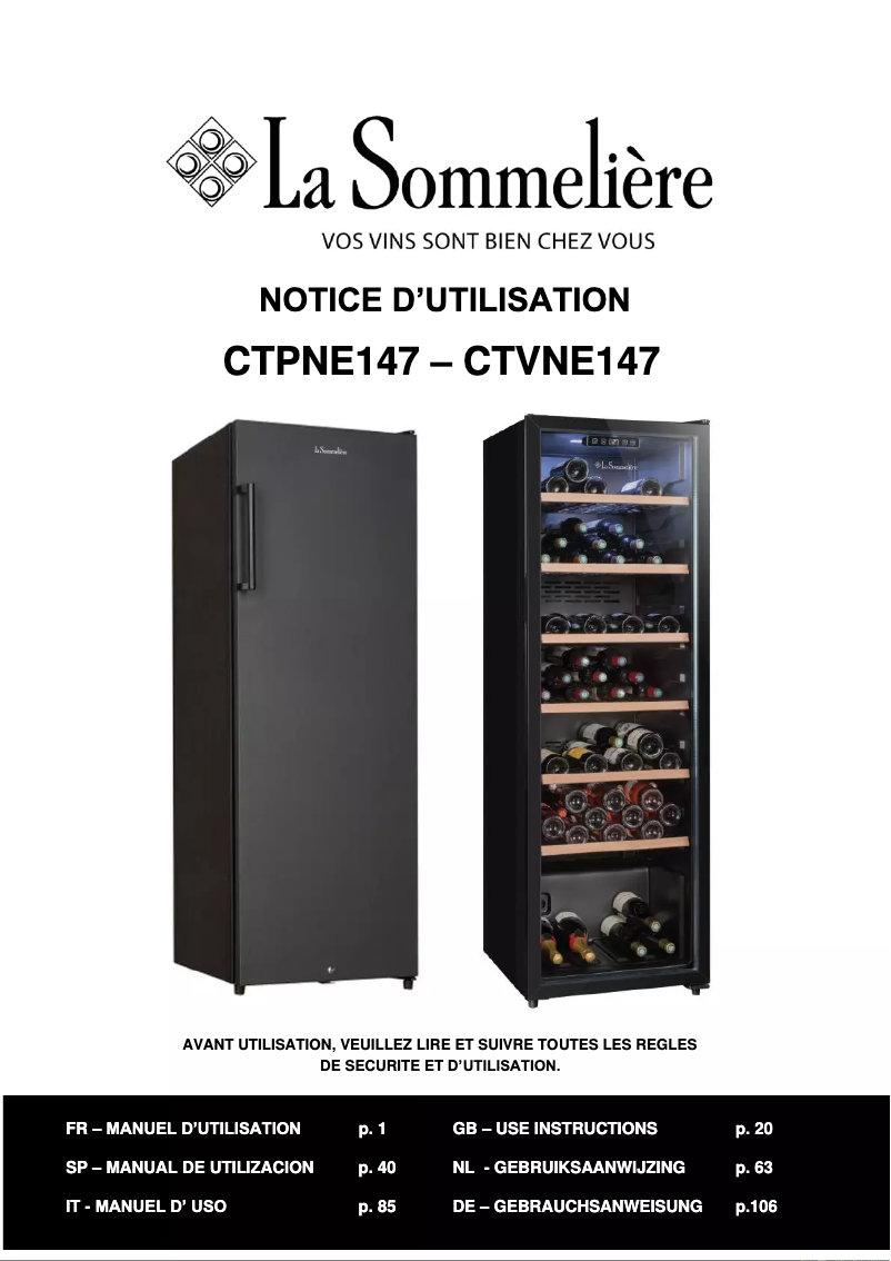 Image de la première page du manuel de l'appareil CTVNE147