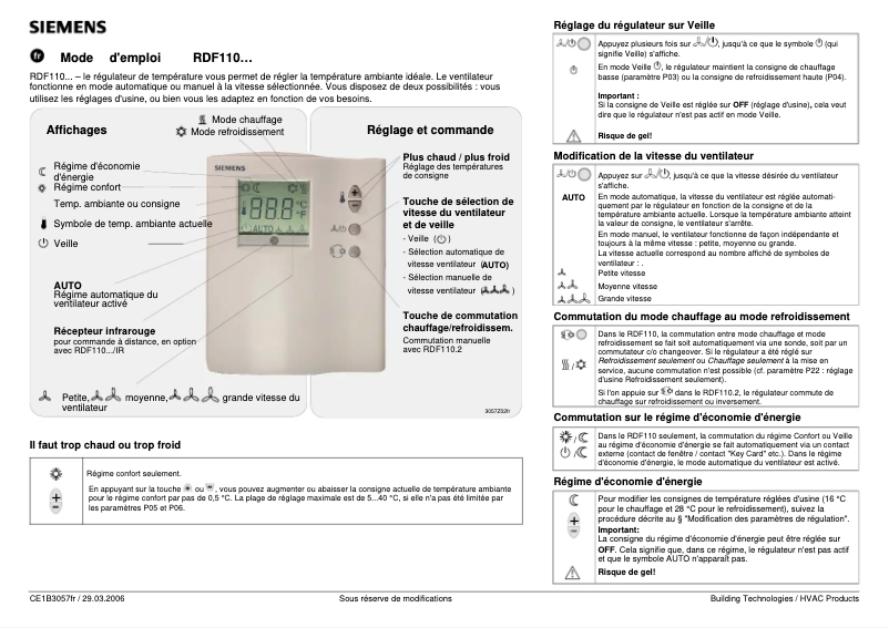 Image de la première page du manuel de l'appareil RDF110