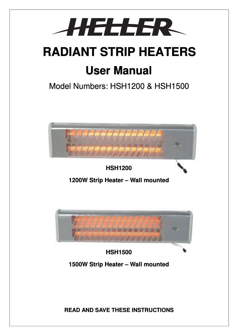 Page 1 de la notice Manuel utilisateur Heller HSH1500