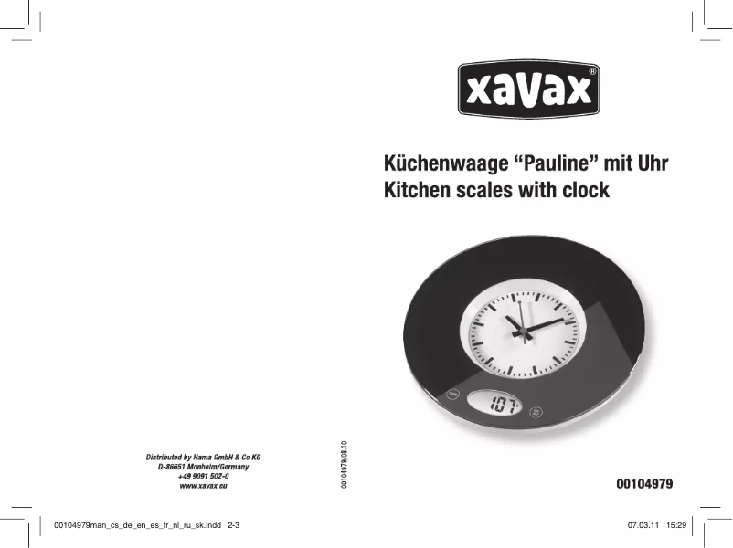 Page 1 de la notice Manuel utilisateur Xavax Pauline