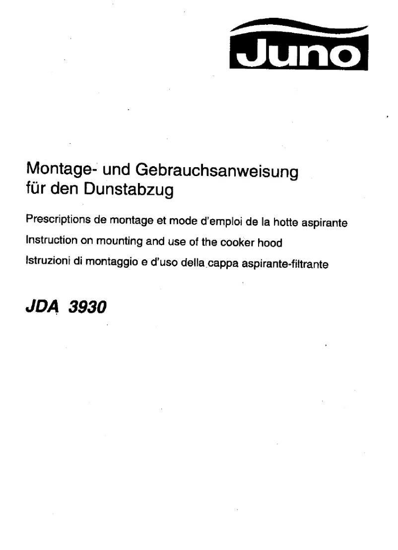 Page n°1 - Manuel utilisateur Juno JDA3930E