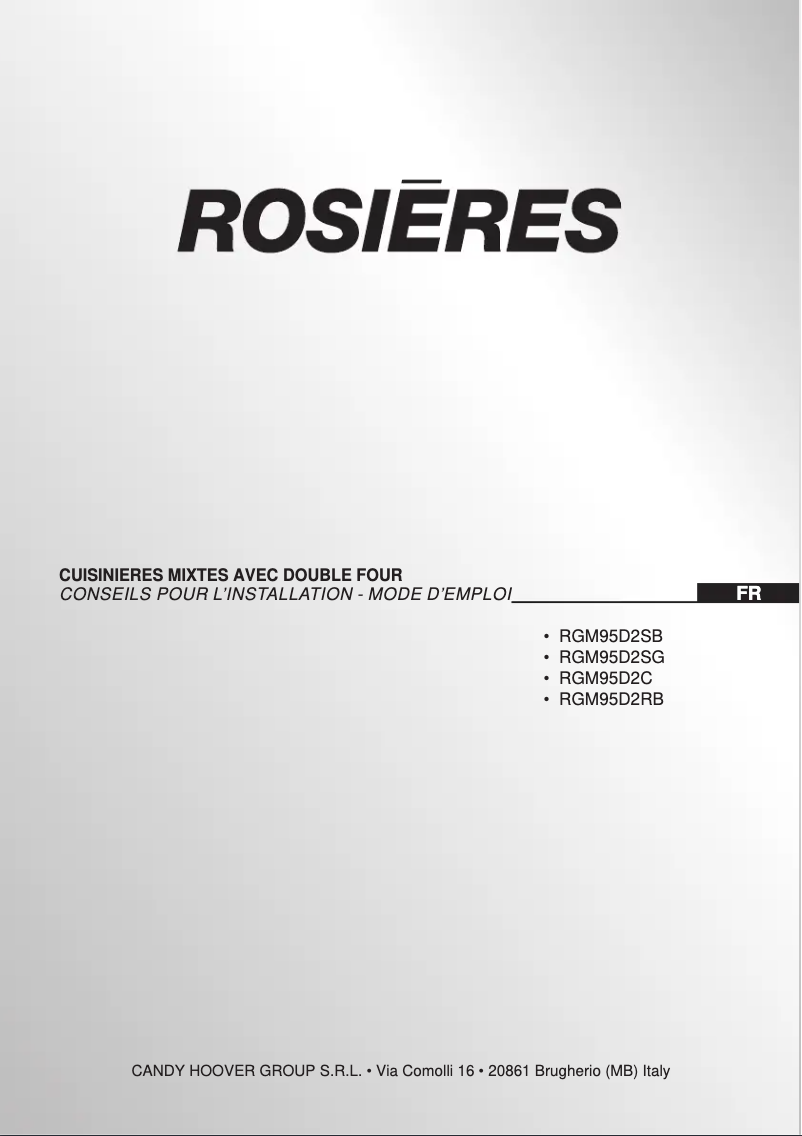 Page 1 de la notice Manuel utilisateur Rosieres RGM95D2SG