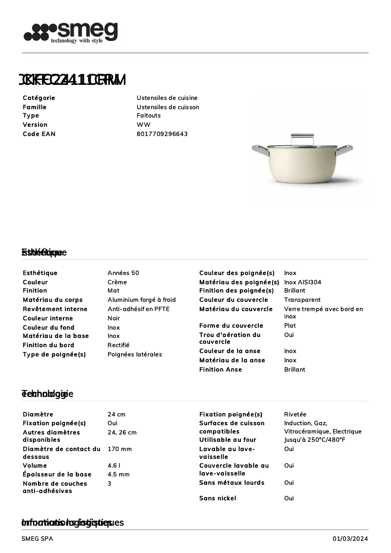 Page n°1 - Fiche technique Smeg CKFC2411CRM